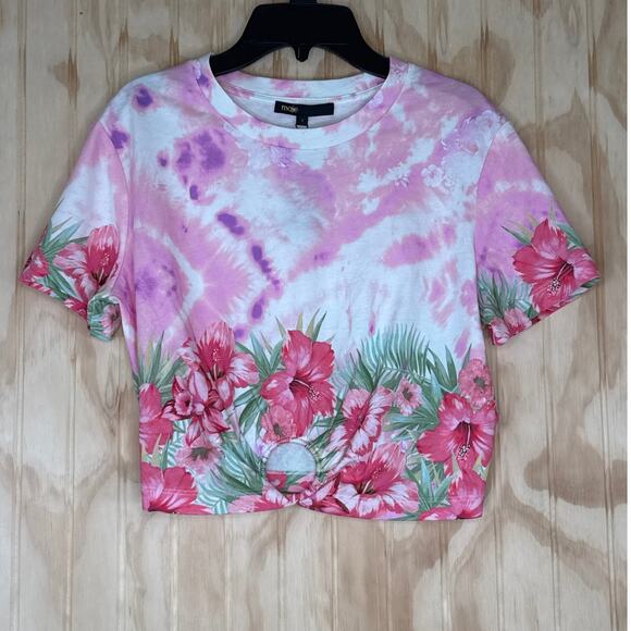 Maje Tie Dye Floral Ring Hardware Cotton Crop Top Size 1 NWT Summer Chic - Picture 2 of 7